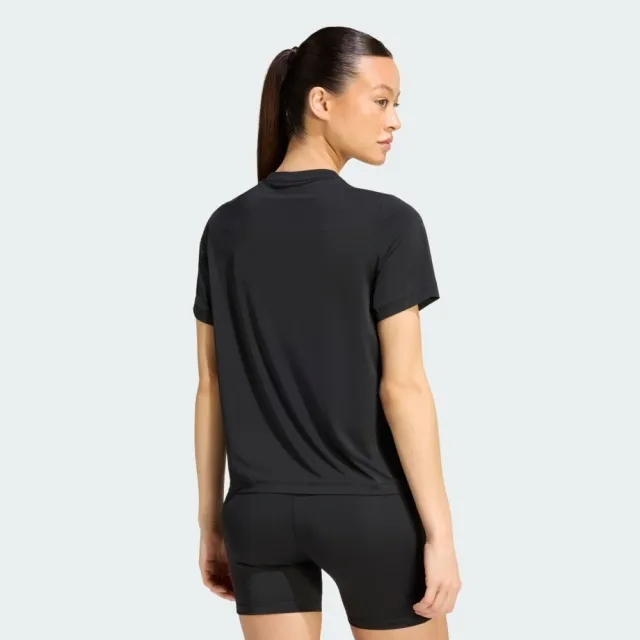 【adidas 愛迪達】Pl Ess R Tee 女 T恤 運動上衣 休閒短袖 黑 亞版 吸濕排汗(KW4399)