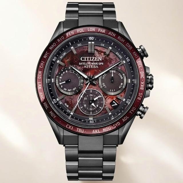 【CITIZEN 星辰】ATTESA 血月限定款 GPS光動能 鈦 計時腕錶 推薦 送禮 畢業禮物 (CC4077-71Z)