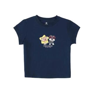 【CONVERSE】Pets Graphic Baby Fit Tee 女款 深藍色 休閒 上衣 短袖 WCJ771-695