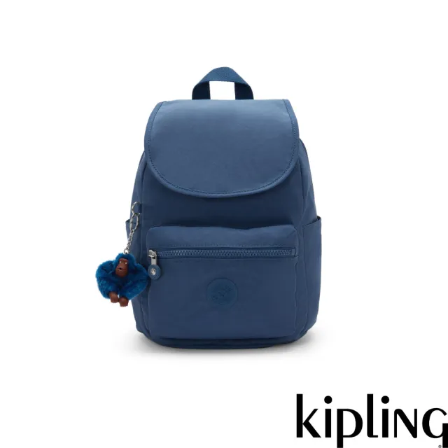 【KIPLING】(網路獨家款)雲海藍翻蓋式雙肩後背包-EZRA S 女包