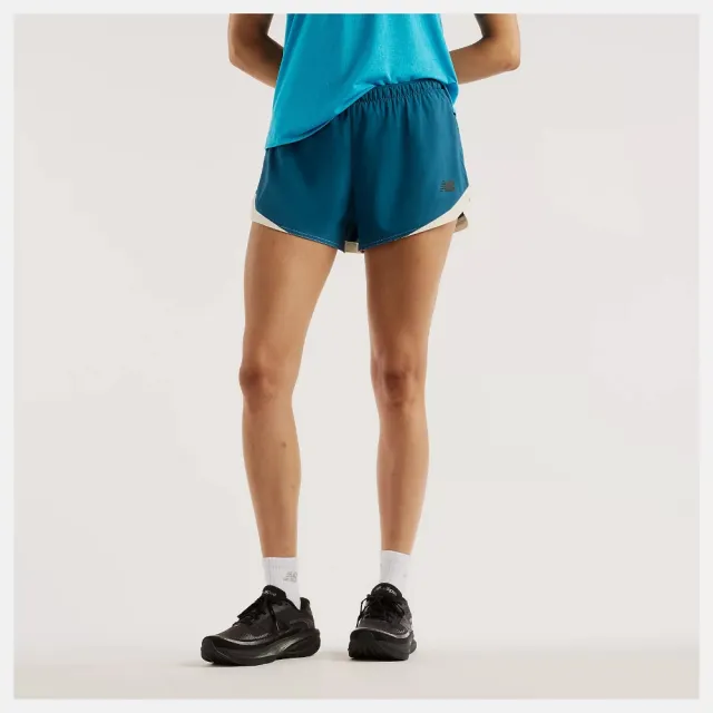 【NEW BALANCE】NB 短褲 女 運動褲 藍綠 WB61J868STS