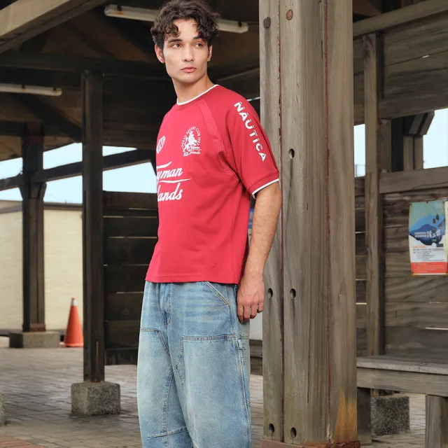 【NAUTICA】官方旗艦 男裝 世足限定系列復古運動上衣-紅色
