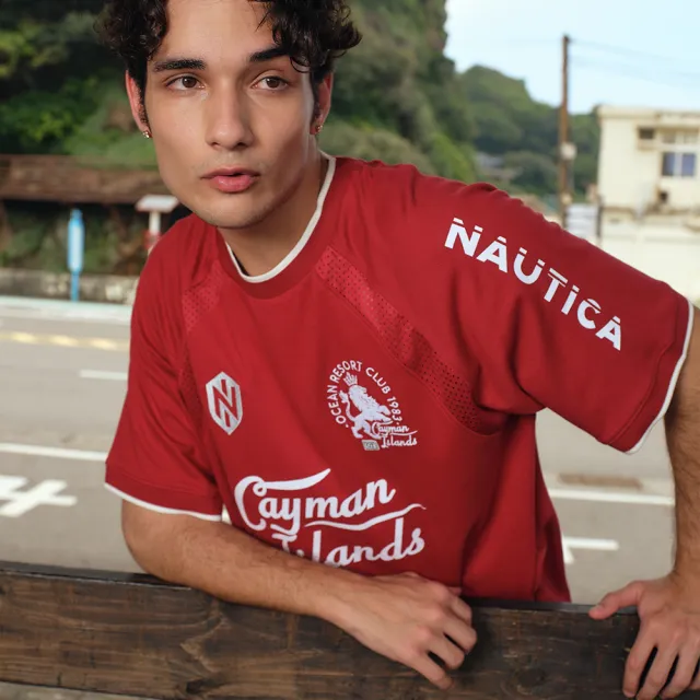 【NAUTICA】官方旗艦 男裝 世足限定系列復古運動上衣-紅色