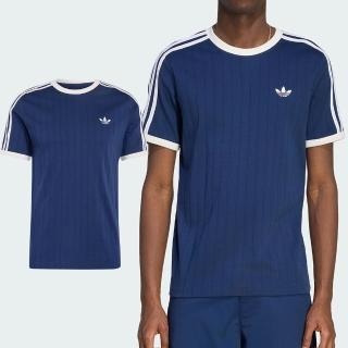 【adidas 愛迪達】3S Tee Str 男款 藍色 滾邊 修身 棉質 T恤 運動 休閒 短袖 KS7448