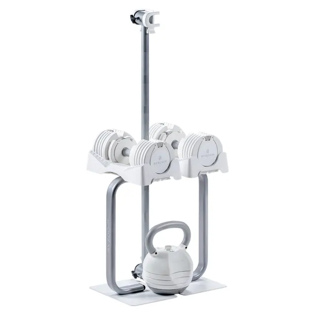 【BYZOOM FITNESS】Pure Series12.5KG(27.5LB) 可調式啞鈴*2+(30LB) 可調式壺鈴+啞鈴專用架+ 專用槓鈴桿