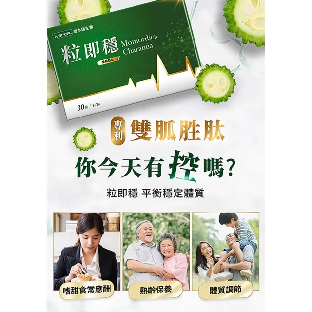 【iVENOR】專利苦瓜胜粒即穩6盒(共180粒 穩定調節 促進代謝)
