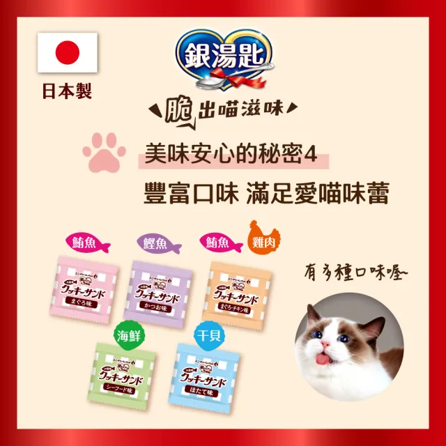 【Unicharm Pet 銀湯匙】三明治脆餅 6gx4入x10包組(鮪魚鰹魚雞肉多種口味/貓零食/寵物零食)