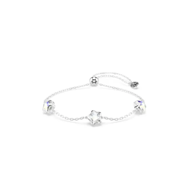 【SWAROVSKI 施華洛世奇】官方直營 Chroma 星星手鏈 白色 鍍白金色 | 5754185