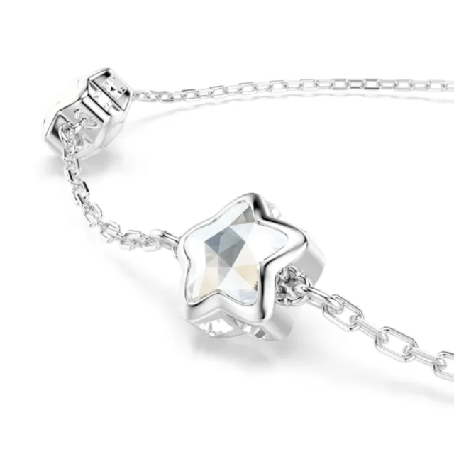 【SWAROVSKI 施華洛世奇】官方直營 Chroma 星星手鏈 白色 鍍白金色 | 5754185