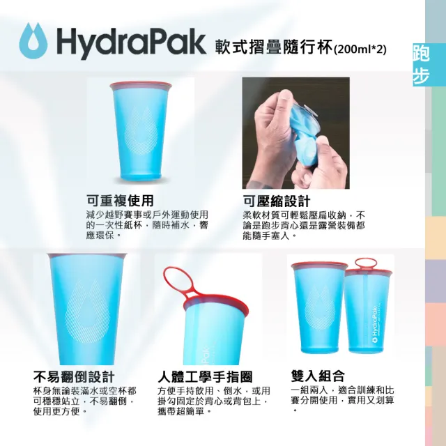 【HydraPak】SPEED CUP 軟式摺疊隨行杯 雙入組(自行車/馬拉松、跑步、單車、越野快速補給)