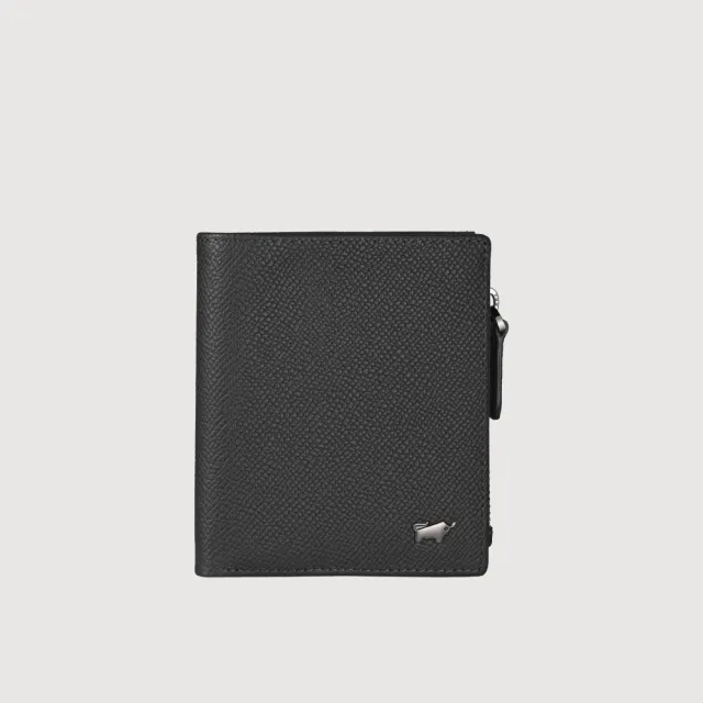 【BRAUN BUFFEL 德國小金牛】HOMME-ZW 6卡直立拉鍊零錢袋短夾-多色任選(BF599-325-BK/NY) 錢包送禮推薦