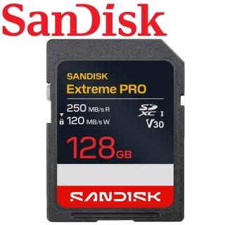 【SanDisk 晟碟】128GB 250MB/s Extreme PRO SDXC SD UHS-I V30 U3 記憶卡(平輸)