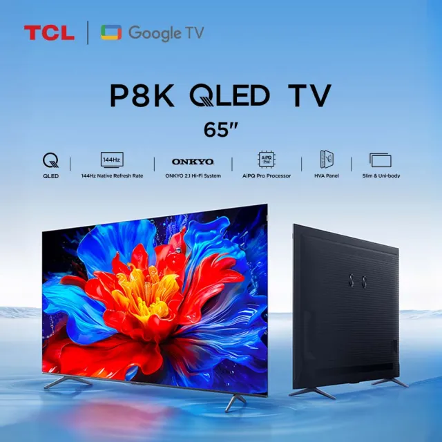 【TCL】65型 4K QLED 原生144Hz Google TV 量子智慧連網液晶顯示器-基本安裝(65P8K)