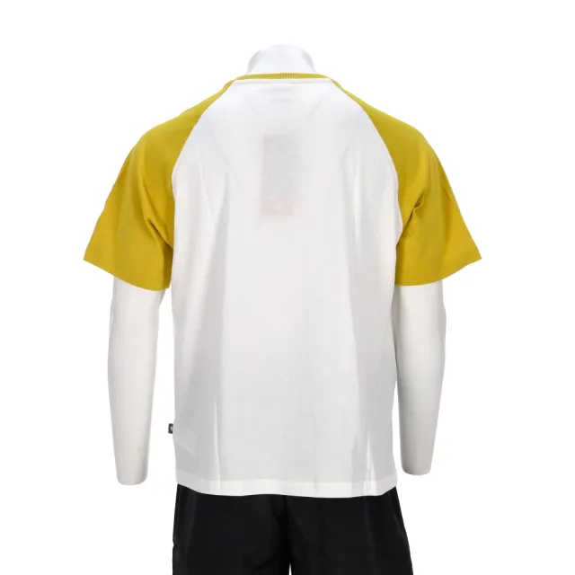 【NEW BALANCE】男款 白黃色 美規 撞色 Logo T恤 運動 休閒 短袖 MT61B23KAAJ