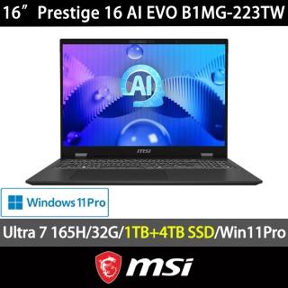 【MSI 微星】特仕版 16吋 商務筆電(Prestige 16 AI Evo/Ultra 7 165H/32G/1TB+4TB SSD/Win11P/B1MG-223TW)