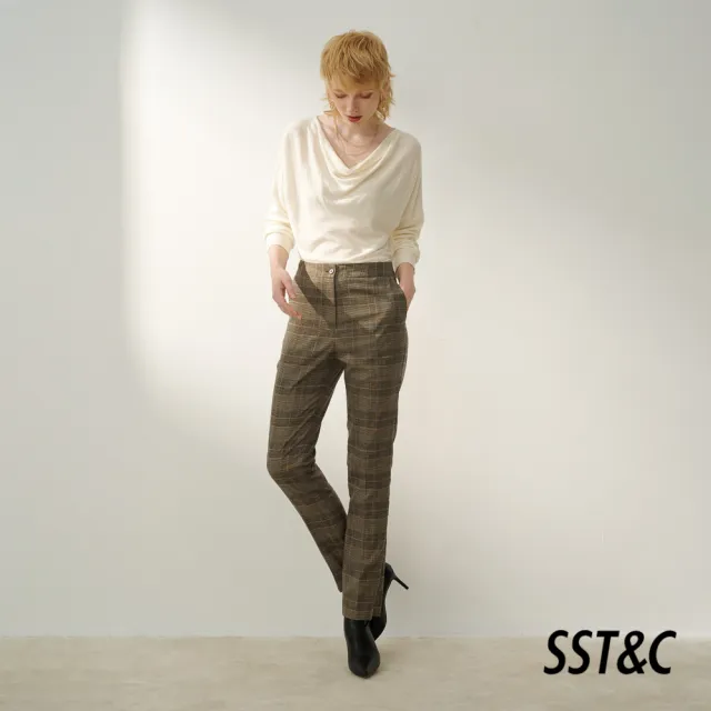 【SST&C】女裝 棕色格紋西裝褲7262310003(換季65折)