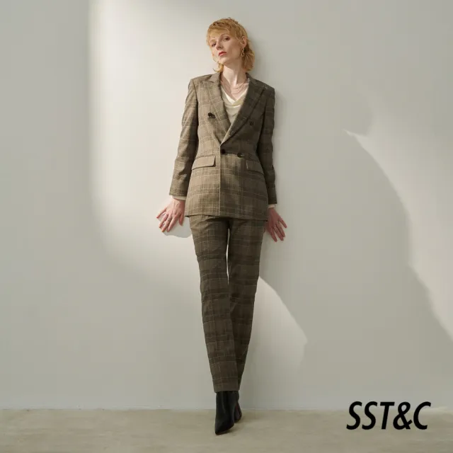 【SST&C】女裝 棕色格紋西裝褲7262310003(換季65折)