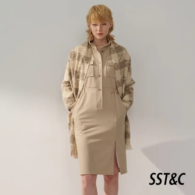 【SST&C】女裝 卡其立領半開襟口袋洋裝8562311001(換季55折)