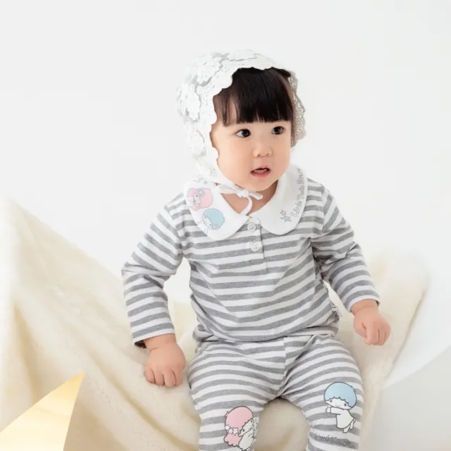 【OB 嚴選】台灣製純棉可愛雙子星彈性條紋半開襟嬰幼寶寶上衣嬰幼童裝 《KB1428》