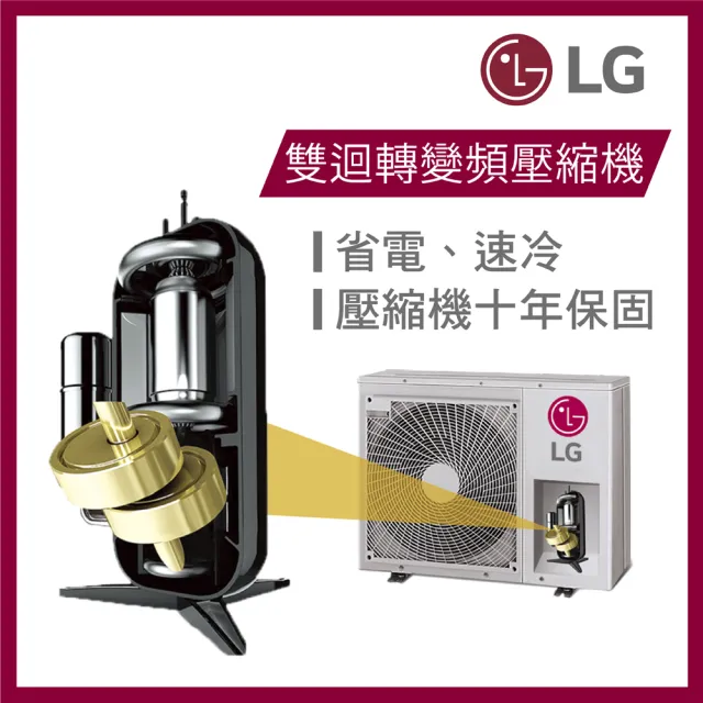 【LG 樂金】2-4坪極效2.0冷暖 WiFi雙迴轉冷暖變頻2.2kW分離式空調(LSU22DST+LSN22DST)