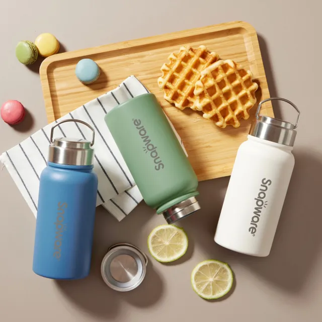 【CorelleBrands 康寧餐具】鋅light輕瓷真空手提保溫杯820ml+手提茶隔耐熱玻璃瓶480ml