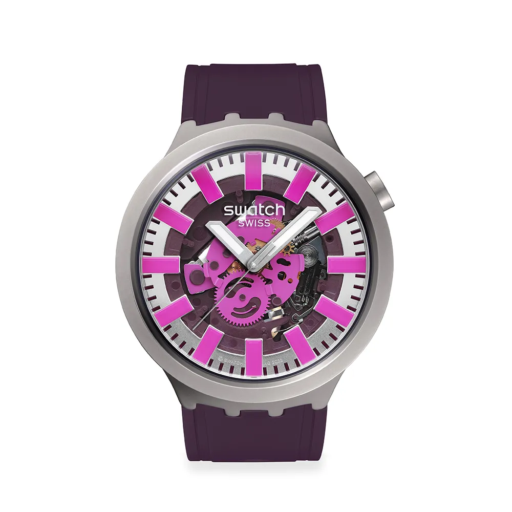 【SWATCH】AUDACIOUS ACAI 大錶面金屬手錶/男錶/女錶/瑞士製造 SB07S120(47mm)
