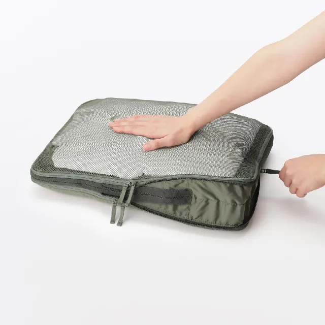 【MUJI 無印良品】再生聚酯纖維分類收納袋.壓縮型/L 約35×47×10 cm