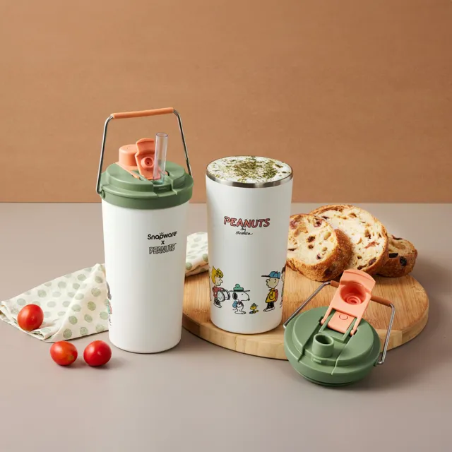 【CorelleBrands 康寧餐具】SNOOPY鋅動輕瓷大容量不鏽鋼手提保溫杯800ml