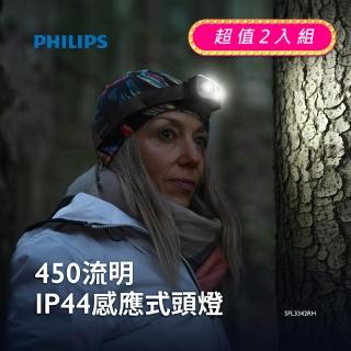 【Philips 飛利浦】2入組-SFL3342RH 450流明 IP44 感應式頭燈