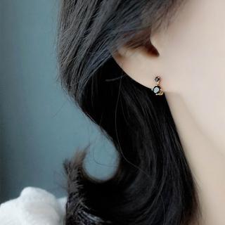 【Emi 艾迷】時尚復古黑鑽環繞耳環