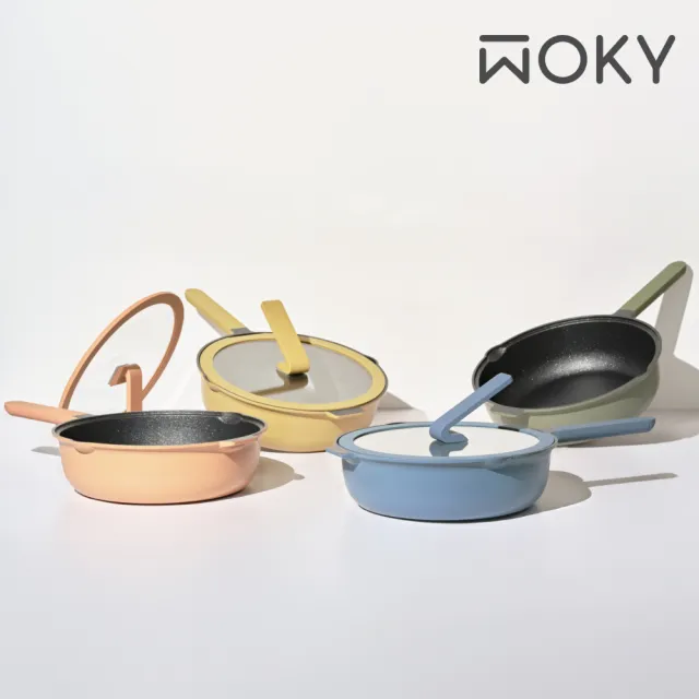 【WOKY 沃廚】哈哈鍋3.0 不沾深煎鍋26cm(含玻璃鍋蓋)