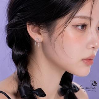 【Turquoise Jewelry】微光絲語｜韓系簡約925銀針浪漫芭蕾女孩蝴蝶結耳環(女友禮物/送禮/情人節)