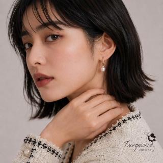 【Turquoise Jewelry】月光絮語-韓式簡約法式優雅C型2 way戴法垂墜式珍珠耳環(女友禮物/送禮/情人節)