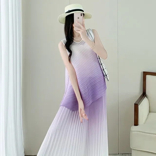 【巴黎精品】多款三宅風上衣褶衣褶皺套裝女上衣長裙折衣彈力女裝顯瘦摺衣大碼(春夏季2色n1jv13)