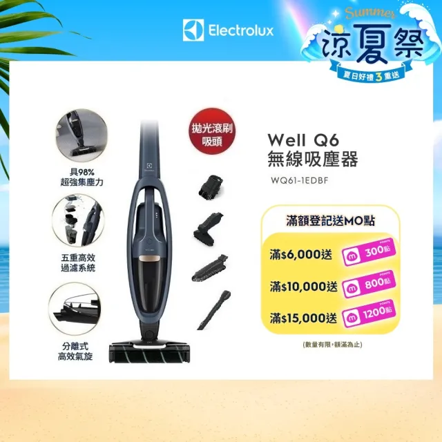 Electrolux 伊萊克斯】Well Q6 無線吸塵器(WQ61-1EDBF拋光滾刷版