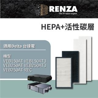 【RENZA】適用 Delta 台達電 VEB150AT VEB150AT3 VEB250AT VEB250AT3 全熱交換器 HEPA 活性碳 初效濾網