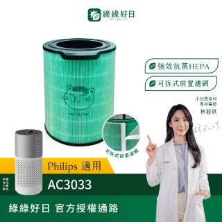【Have Green Days 綠綠好日】適用 Philips 飛利浦 AC3033 3033/83 AC3033/85 複合式HEPA抗菌濾芯 濾網