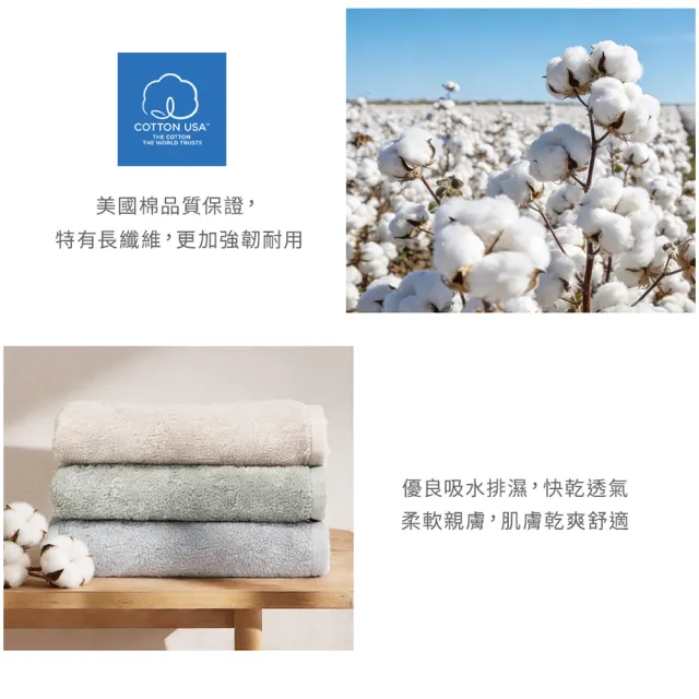 【朵舒】100%美國棉飯店加大毛浴巾六件組(浴巾x2+毛巾x4/mo選)