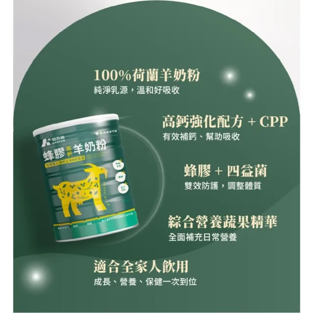 【易而善】蜂膠高鈣羊奶粉800g×2罐(成人羊蜂膠增量版/乳糖減糖配方/初乳/益菌)