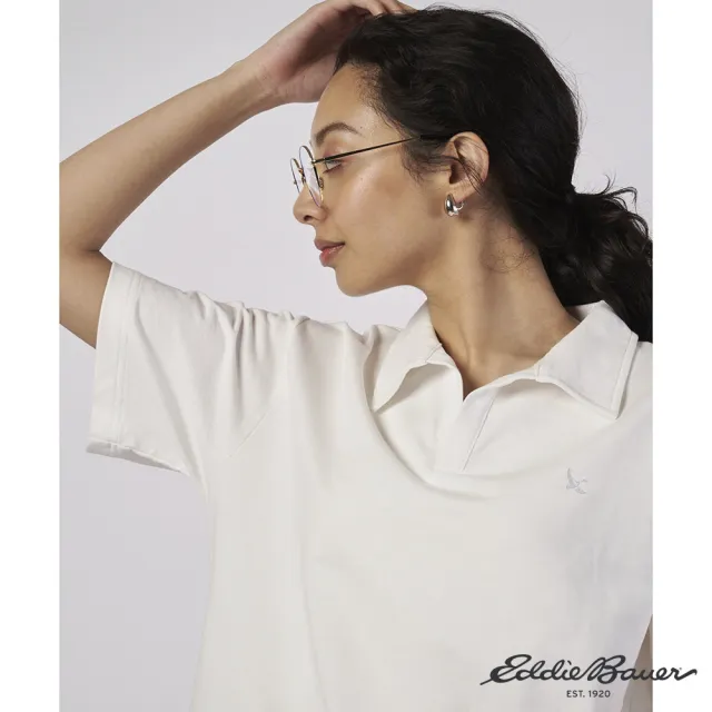 【Eddie Bauer】JAPAN EDITION 女性短袖開領休閒TEE 白色 E-5TEA-1803