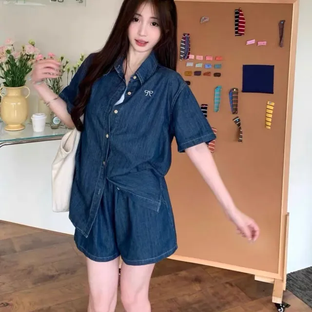 【AS 梨卡】女裝 套裝 外套 短褲 薄長袖 寬褲 夏季套裝 寬鬆外套 顯瘦短褲 百搭套裝 HZ189