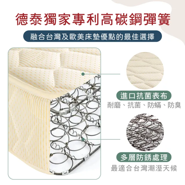 【德泰】歐蒂斯系列 連結式硬式620 彈簧床墊-雙大6尺(送保潔墊)