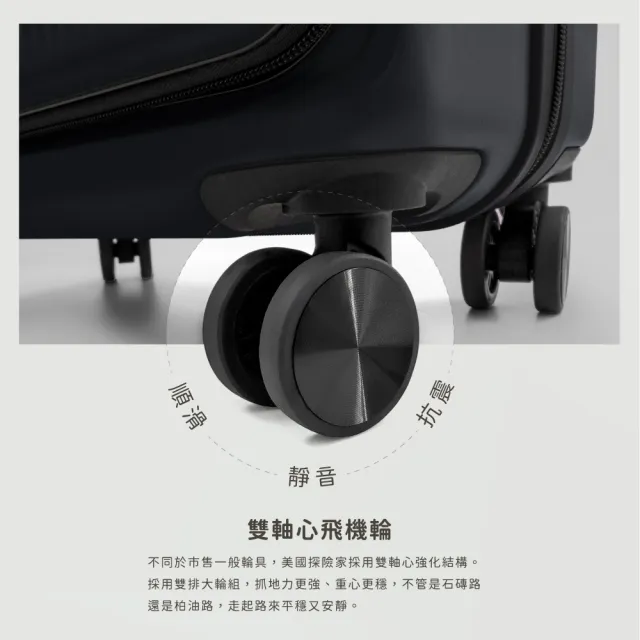 【American Explorer 美國探險家】20吋 前開+對開 雙排輪 手機架 行李箱 CF39 雙開箱 登機箱 兩用箱 旅行箱