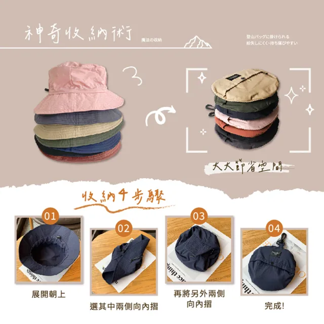 【DREAMCATCHER】抗UV防潑水摺疊漁夫帽-2入組(防風繩可調鬆緊/收納登山帽/防曬帽/出國防曬)