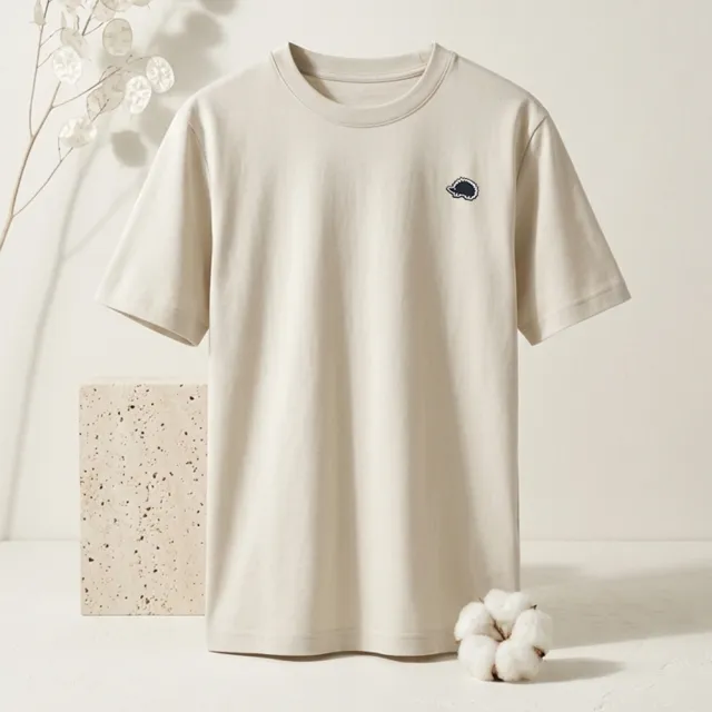 【SCANDINAVIAN FOREST 北歐小刺蝟】抗皺親膚柔滑奶油棉T (立體繡章) T恤 棉t 素t tshirt 男T 女T 厚磅