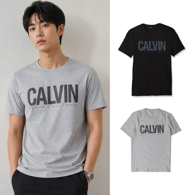 【Calvin Klein 凱文克萊】CK 男生圓領衫 短袖上衣 貼布LOGO T恤 短T(合身版型 請參考尺碼表)