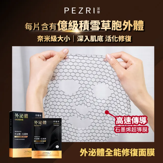 【PEZRI 派翠】買1送1★外泌體全能修復面膜25ml(共10片/每片25ml/石墨烯超導膜/撫紋彈潤保濕)