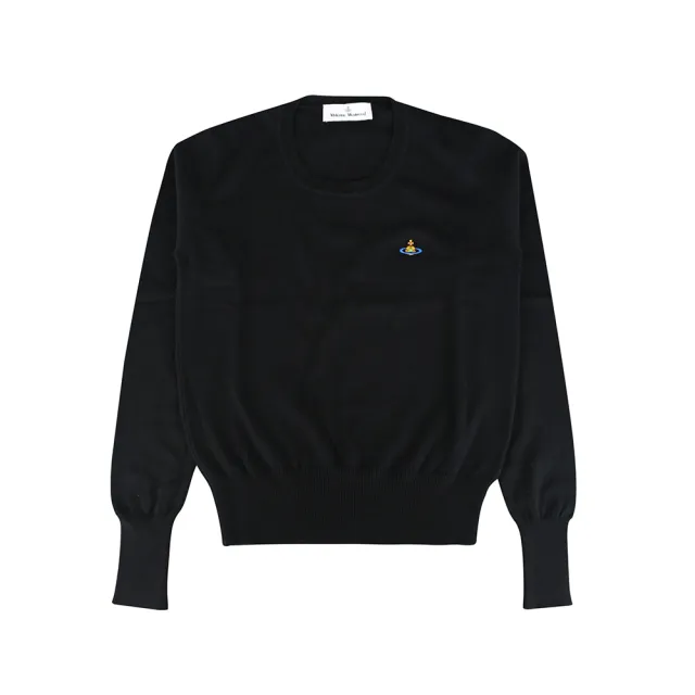 【Vivienne Westwood】Vivienne Westwood棉羊絨柔軟舒適土星刺繡針織衫(黑)