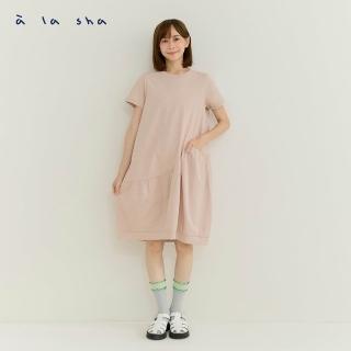 【a la sha】圓弧剪接抽皺洋裝