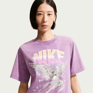【NIKE 耐吉】短袖上衣 女 T恤 寬鬆 復古水洗 AS W NSW RETRO FLAIR TEE 紫 IW1198-544
